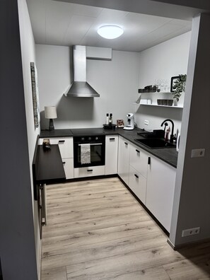 Appartement Standard | Cuisine privée | Réfrigérateur, four à micro-ondes, un four, cafetière-théière