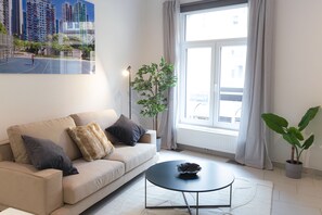 Premium Apartment, 1 Bedroom, Non Smoking, City View | Living area | 42-inch Smart TV with digital channels, streaming services - Origer Apartments (Luxembourg City)