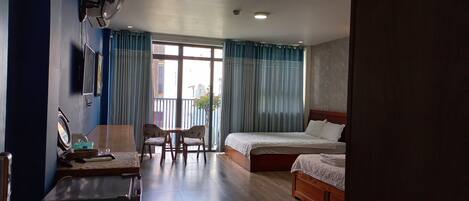 Individually decorated, individually furnished, desk, blackout drapes