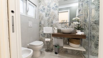 Dusche, Haartrockner, Bidet, Handtücher