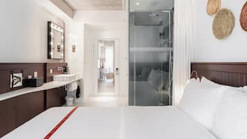 Room (Nest) | Bathroom | Shower, rainfall showerhead, eco-friendly toiletries, hair dryer