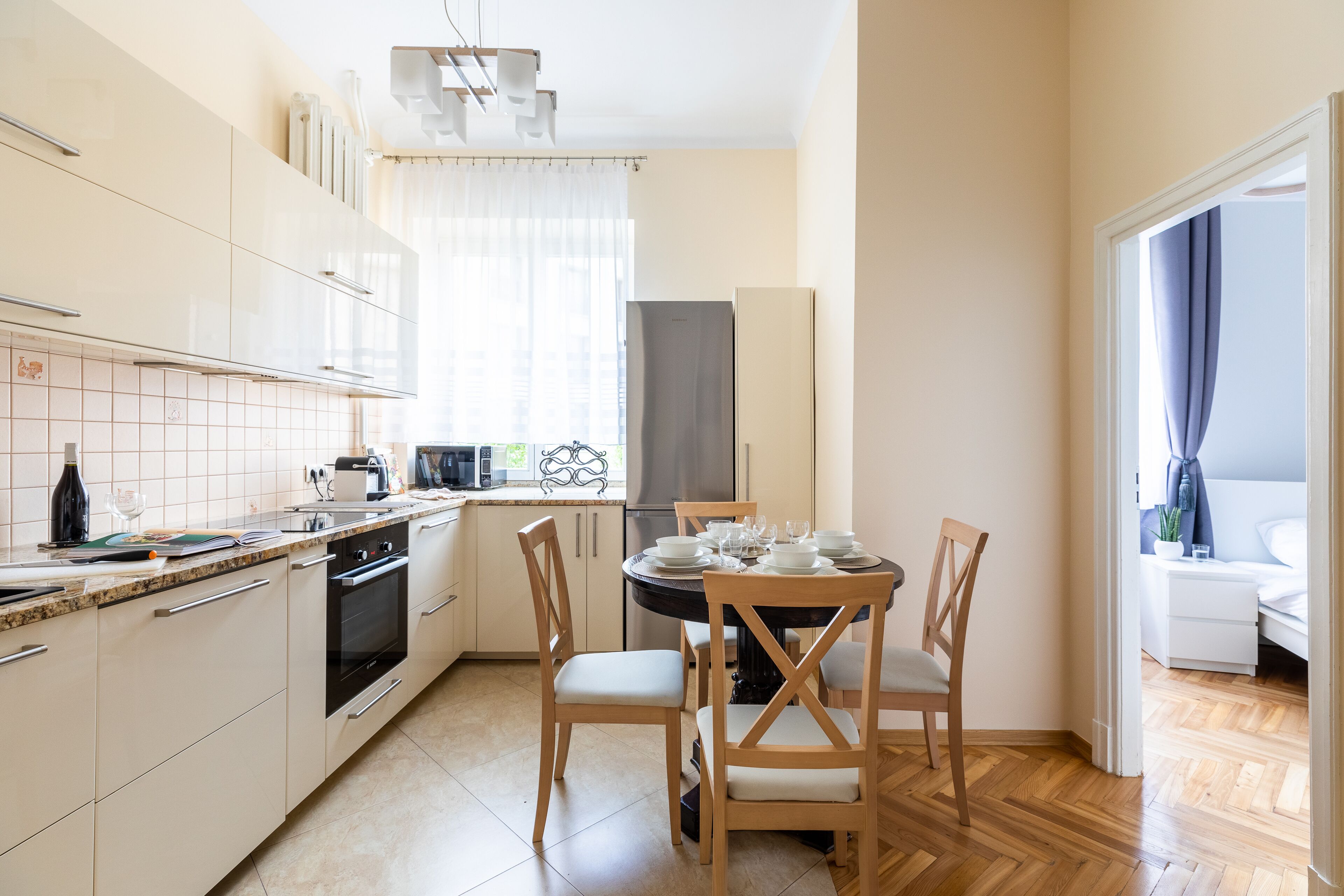 Apartamento | Cozinha privada | Geladeira, fogão, cooktop, torradeira