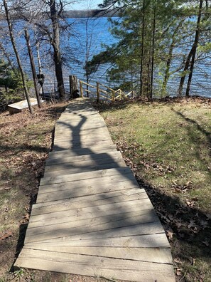 Walk along the well-maintained boardwalk to the water's edge.
