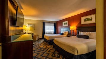 Room, 2 Queen Beds, Non Smoking | Desk, laptop workspace, blackout drapes, iron/ironing board