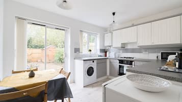 Fridge, microwave, oven, toaster