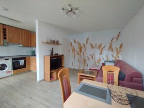 Smart TV, books - Ruhige Apartment mit Terrasse im Zentrum Emdens (Emden)