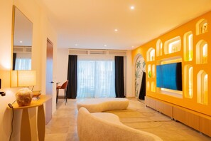 Lägenhet Deluxe - privat badrum (Appartement Barcelone) | Lounge | 2 barer/lounger