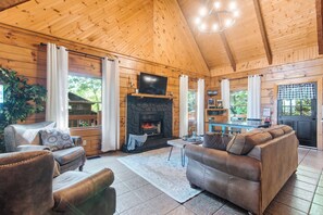 Smart TV, fireplace, video games, books