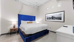 1 bedroom, desk, iron/ironing board, travel cot
