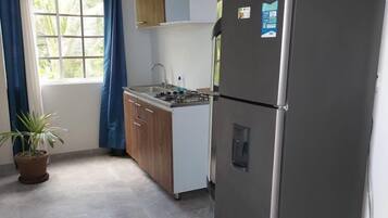 Apartemen Keluarga | Dapur pribadi | Lemari es besar, mesin pencuci piring, dan blender