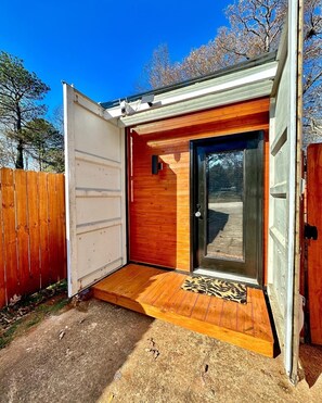 Exterior detail - Nomehaus Shipping Container Studio in Athens, GA Unique Private Artsy Modern UGA (Athens)