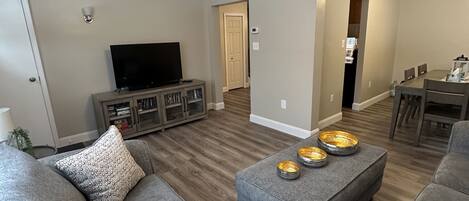 Smart TV, DVD player, books, video library