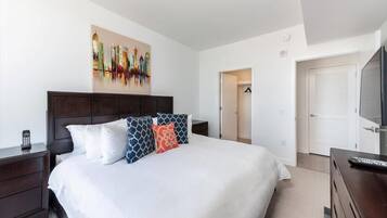 1 bedroom, desk, iron/ironing board, travel cot