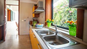 Fridge, microwave, oven, toaster