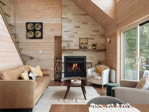 Fernseher, Kamin, Bücher, Arbeitsbereiche