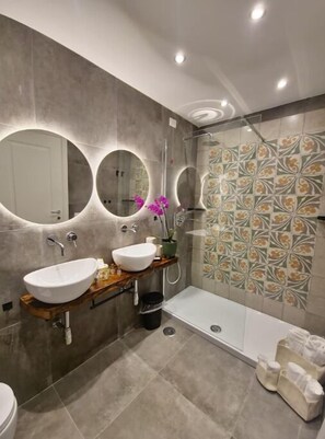 Regadera, secadora de cabello, bidet, toallas 