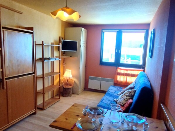 TV - Studio on the slopes, pets allowed, 1st floor (Les Adrets-Prapoutel)