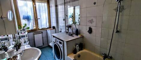 Regadera, secadora de cabello, bidet, toallas