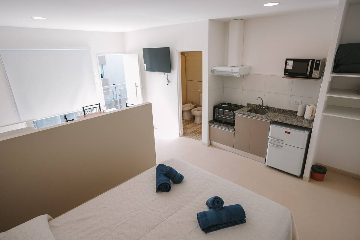 Deluxe Studio Suite | Private kitchen | Full-size fridge, microwave, oven, electric kettle