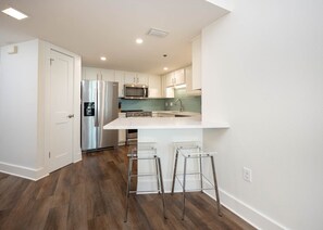 Fridge, microwave, oven, dishwasher
