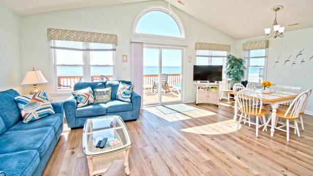 TV, stereo - Agape West, Oceanfront Duplex in Emerald Isle, NC! (Emerald Isle)