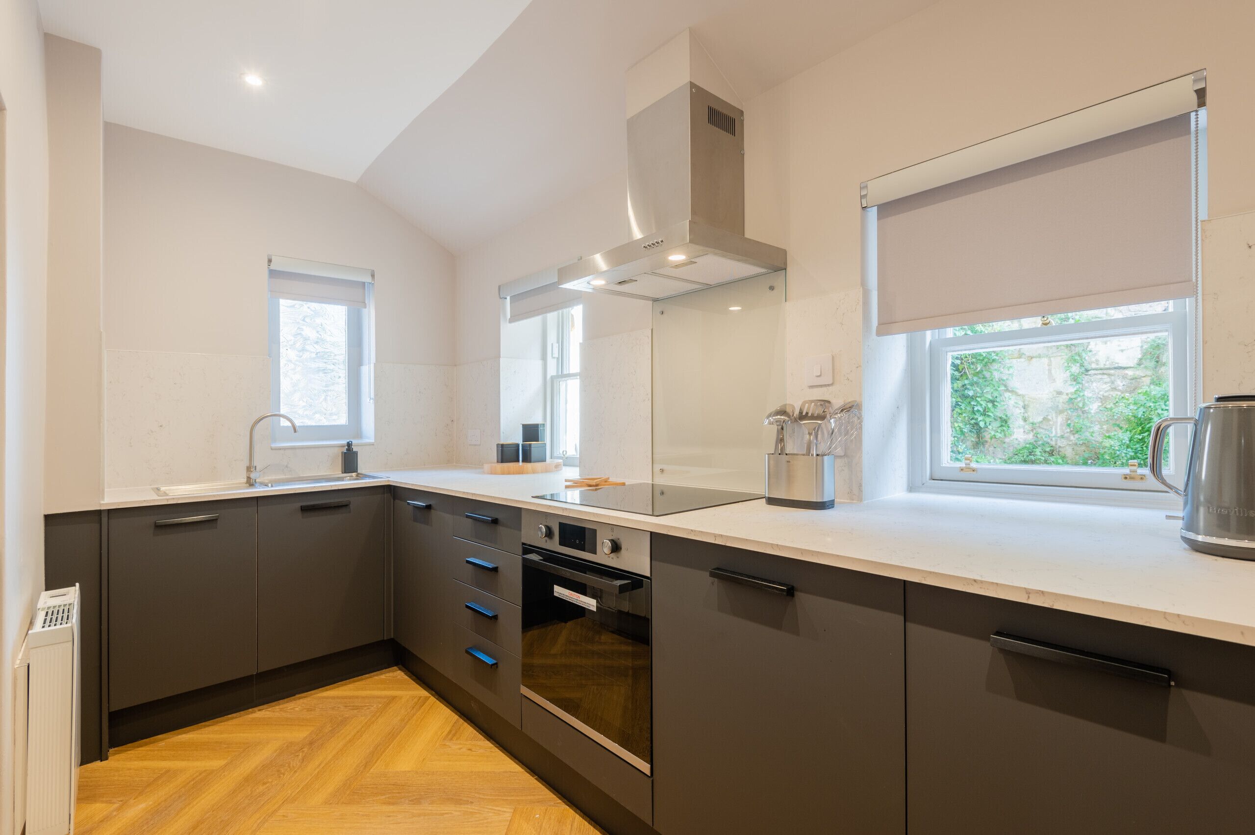 Fridge, oven, dishwasher, coffee/tea maker