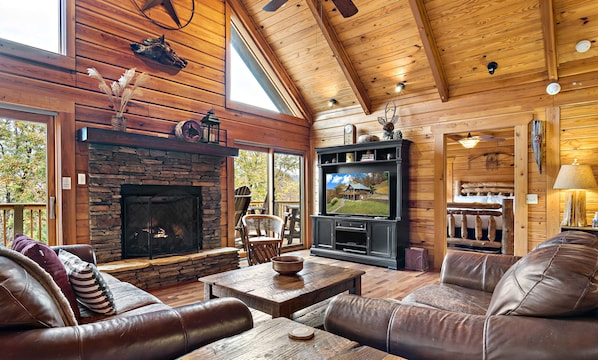 TV, fireplace