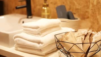 Hair dryer, towels