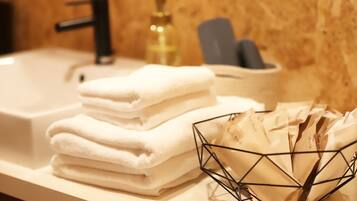 Hair dryer, towels