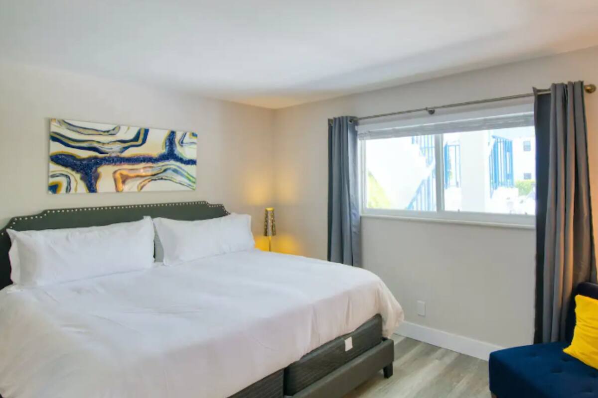 Blackout drapes, iron/ironing board, WiFi (free), bed sheets