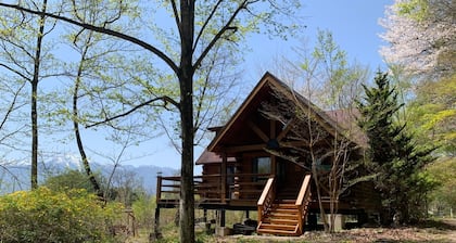 Perfect for families Log house cottage Enjoy exceptional breakfast and BBQ on the wooden deck over / Hokuto Yamanashi