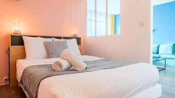 1 bedroom, iron/ironing board, Internet, bed sheets