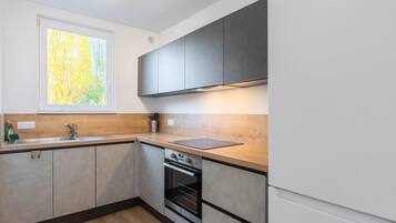 Fridge, microwave, oven, dishwasher