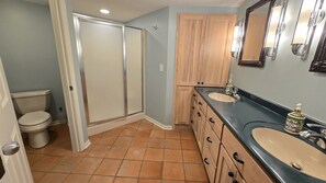 Suihku, hiustenkuivaaja, pyyhkeet