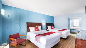 Room, 2 Queen Beds | Desk, blackout drapes, iron/ironing board, free WiFi