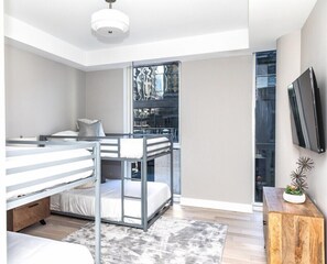 3 bedrooms, desk, iron/ironing board, travel cot