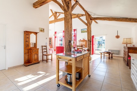 Interior. Holiday Home 'La Grange – Peaceful Cottage in the Countryside' with Private Terrace, Garden & Wi-Fi