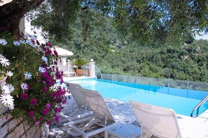 Pool - Villa 'Kyriaki' with Sea View, Wi-Fi and Air Conditioning (Corfu)