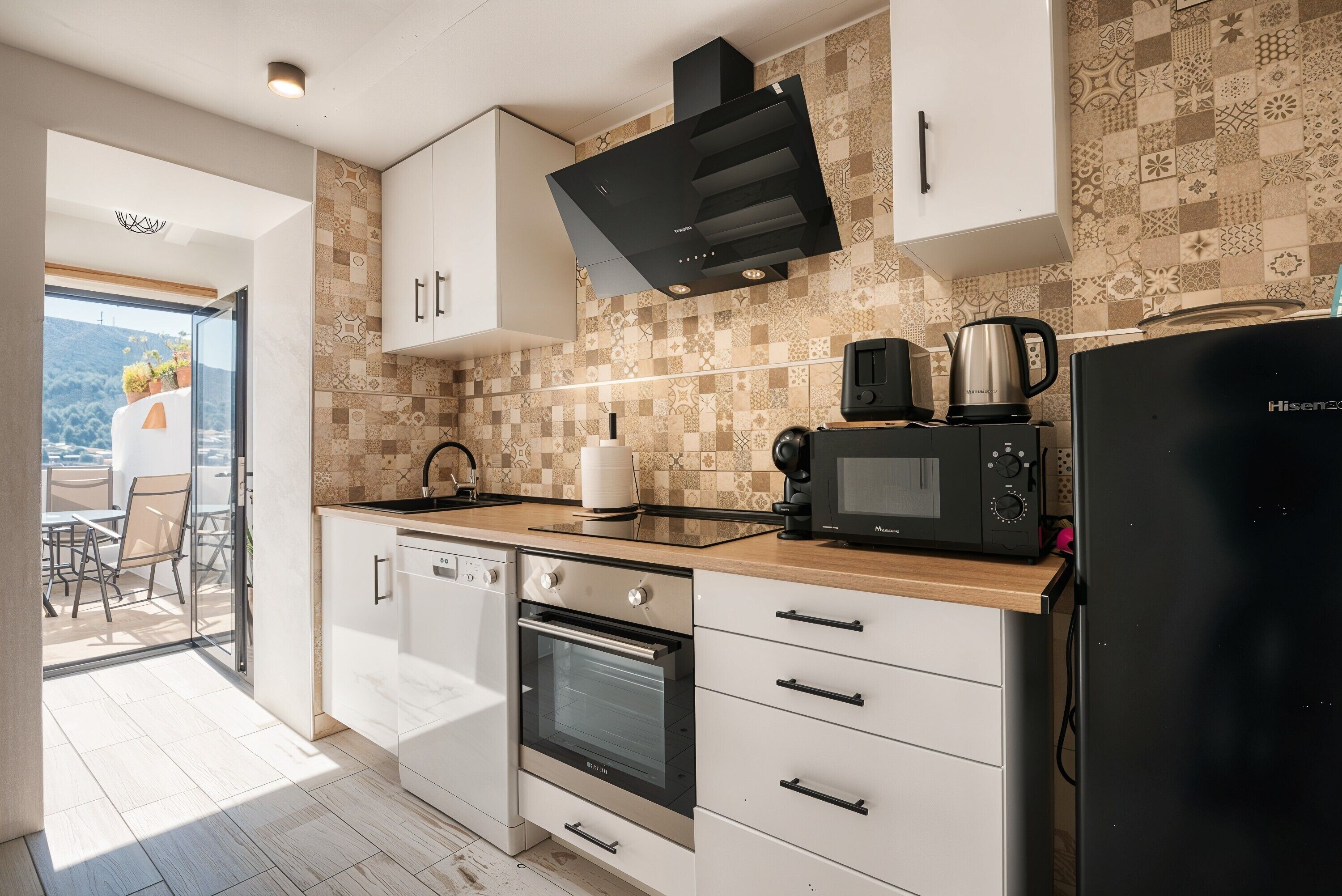 Kühlschrank, Mikrowelle, Ofen, Herdplatte