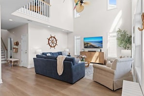 TV, offices - Lost Shaker of Salt by Brunswick Vacation Rentals: OIB 2nd Row Home w/ Pool (Ocean Isle Beach)