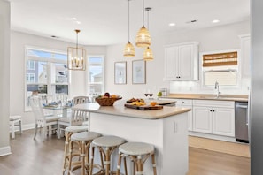 Fridge, microwave, oven, stovetop - Lost Shaker of Salt by Brunswick Vacation Rentals: OIB 2nd Row Home w/ Pool (Ocean Isle Beach)
