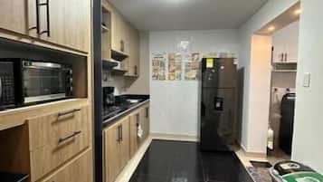 Fridge, microwave, oven, toaster