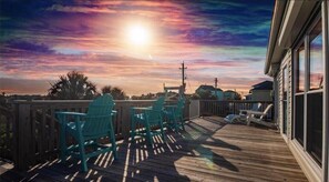 Terrace/patio - Bayside home on nature preserve, with unobstructed views of gorgeous sunset.   (Galveston)
