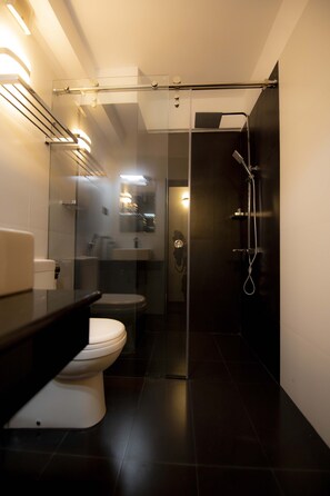 Shower, rainfall showerhead, free toiletries, hair dryer - Single Tree Mount Hotel (Nuwara Eliya)