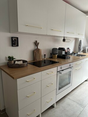 Fridge, microwave, stovetop, dishwasher - Apartment 'Deluxe Loftapartement Big Size' with Shared Terrace and Wi-Fi (Duisburg)