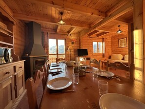 Dining - Charming Chalet for 8 with Pool, Terrace, and Mountain Views near Fontettes Lift (La Joue du Loup)