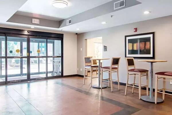 Sip coffee and unwind in a casual seating area.