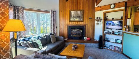 TV, fireplace, DVD player