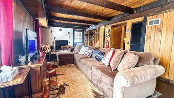 Fernseher, Kamin, DVD-Player, Bücher