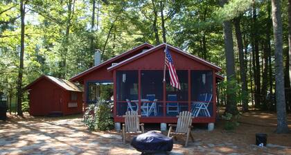 Cozy camp with large sandy beach and excellent views of Little Sebago.